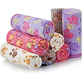 Panelee 8 Pieces Puppy Blanket Dog Blanket Fleece for Medium Small Dogs Soft Flannel Throw Pet Pad Paw Print Sleep Mat Bed Cover for Cats Pets Cage