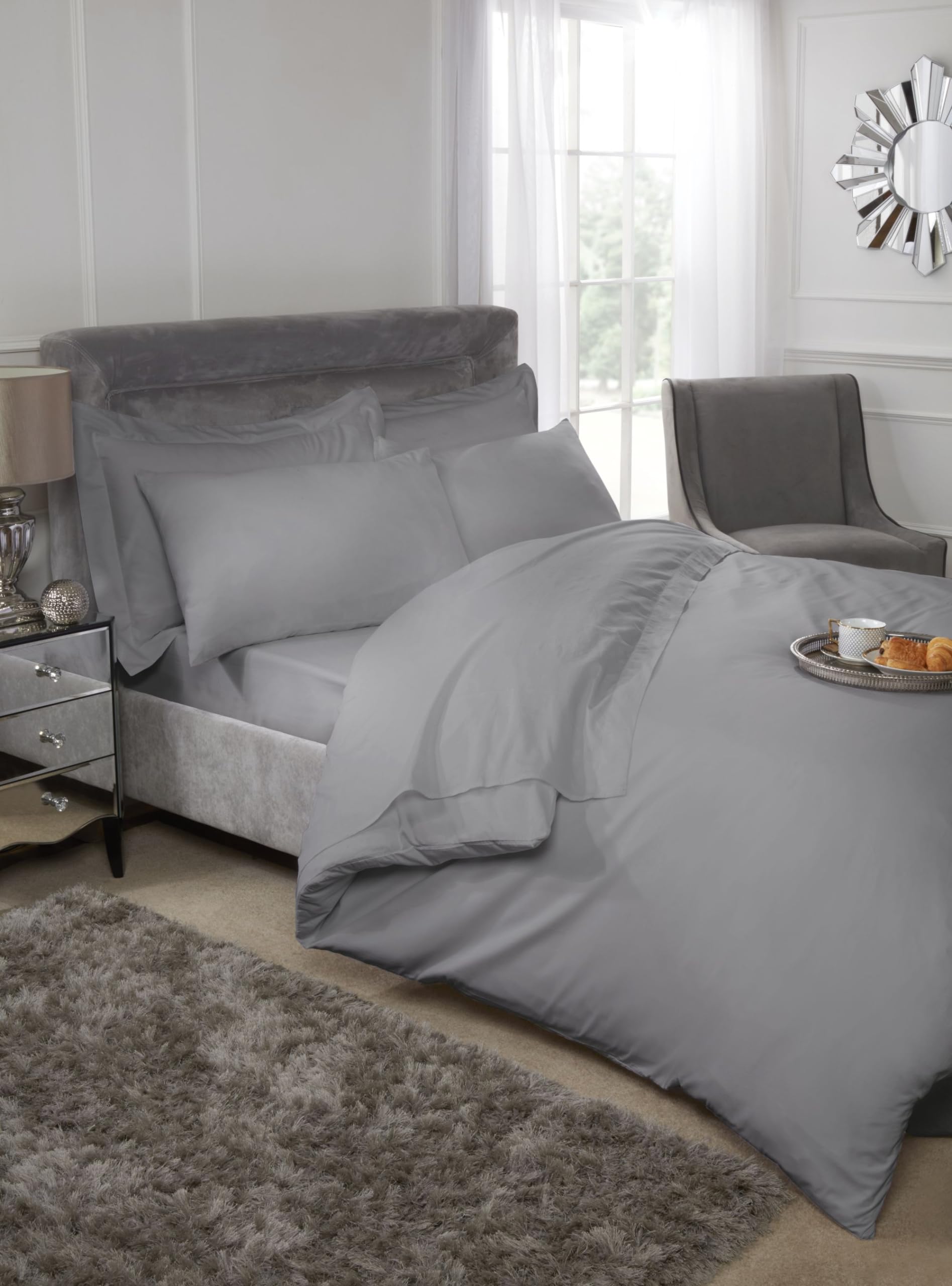 Emma Barclay 200 Thread Count Luxury Egyptian Cotton Duvet Cover in Silver - Single Bed