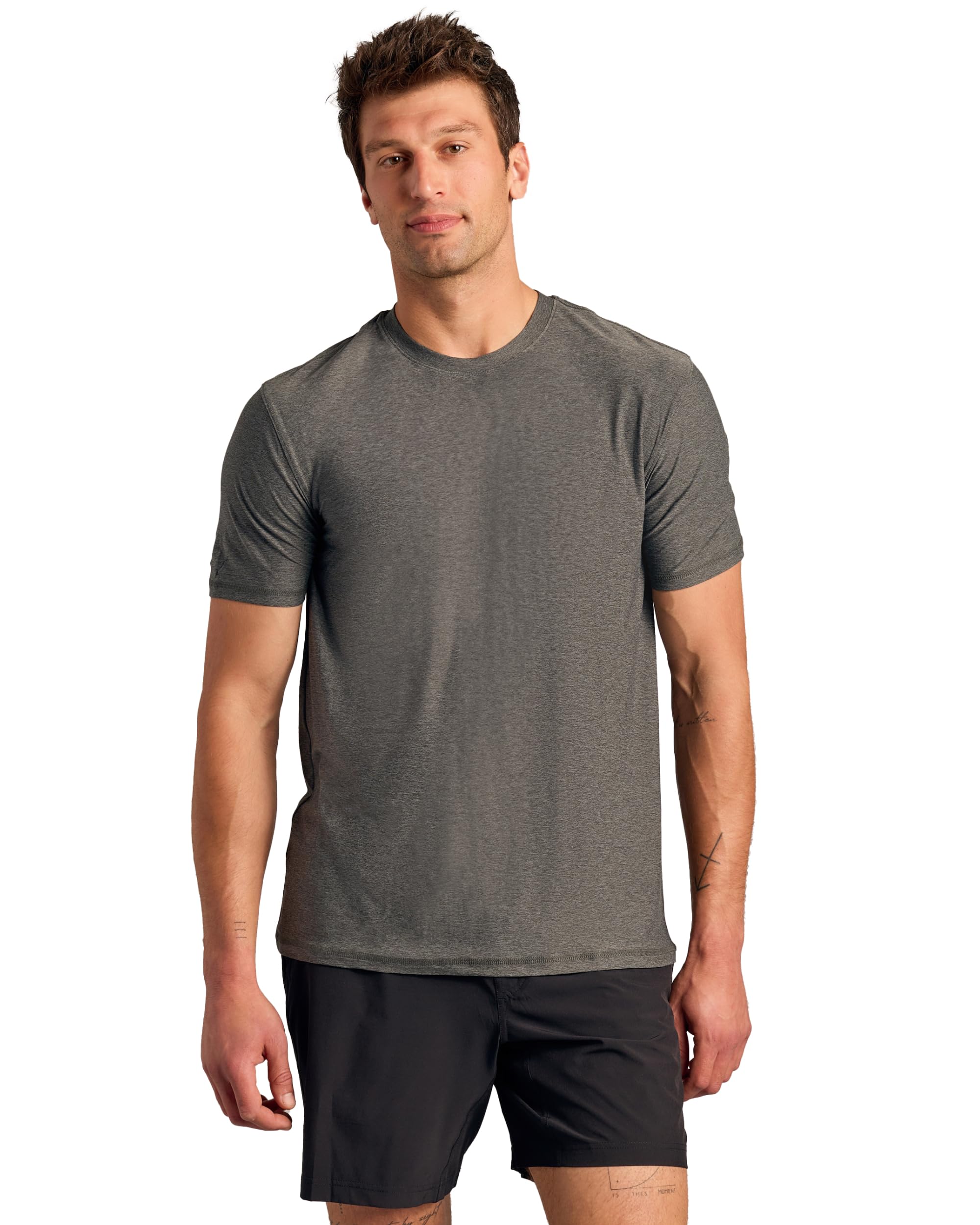 Photo 1 of True Classic Workout Shirts for Men - Athletic Tops & Gym Shirts for Men, Quick-Dry Mens Workout Shirt, Pack of 1, Charcoal Heather Gray, XL
