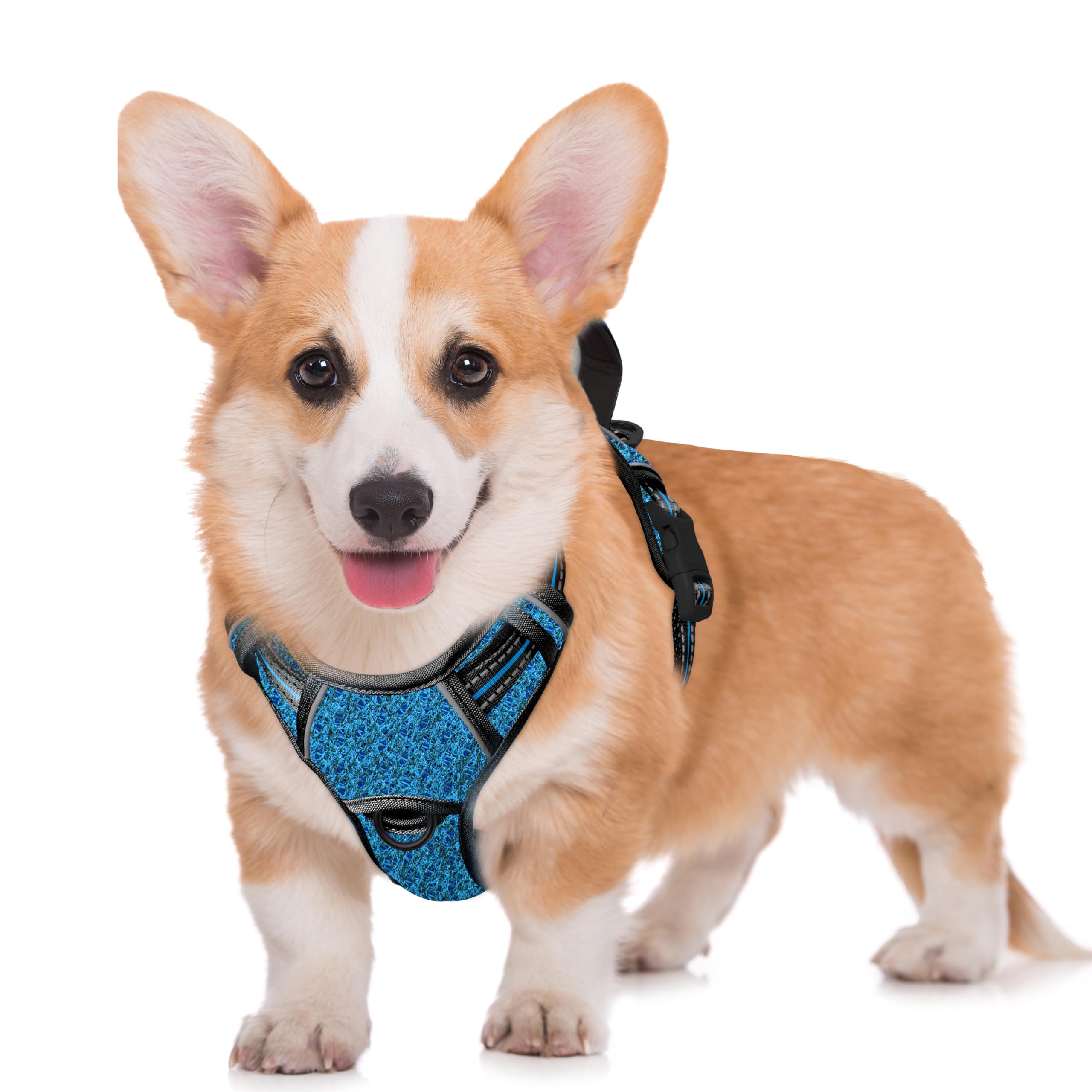 Photo 1 of BARKBAY No Pull Dog Harness Large Step in Reflective Dog Harness with Front Clip and Easy Control Handle for Walking Training Running with ID tag Pocke(Blue/Black,M