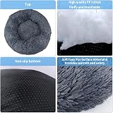 UUEMB Calming Donut Dog Cat Bed 50cm Dark Grey Soft Plush Washable view 4