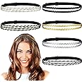 Jutom 6 Pcs Boho Braided Elastic Headbands for Women No Slip Stretchy Headbands for Women Strand Plaited Hair Band Hippie Hair Accessory Mother's Day Gift