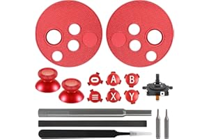 VRbrother Metal Left and Right Controller Replacement Keyboard, Mushroom Caps, ABXY Buttons Return Key Function Key, Analog Joystick Replacement (1pcs) for Meta Oculus Quest 2 Accessories (Red)