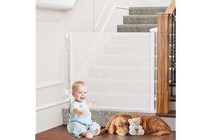 PRObebi Retractable Dog Gate for The House Extends to 54" Wide 34" Tall, Gates for Baby Indoor, Stair Gate for Outdoor, Staris, Hallways, Doorways, Deck, Porch, Need Drilling