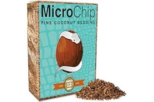REPTICHIP PREMIUM COCONUT SUBSTRATE Microchip Fine Coconut Invertebrate and Reptile Substrate Coco Husk Chip Mix for Bioactive Terrarium Ideal for Snake, Frog, Tarantula, Gecko, and Lizard Tank Habitats (12QT)