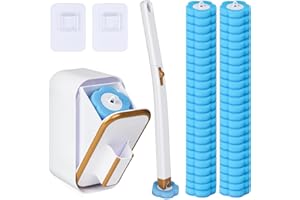 Sandure 48 Refill Disposable Toilet Brush Kit - Wall Mounted Toilet Bowl Cleaner with Extended Handle, Adhesive Holder & Stor