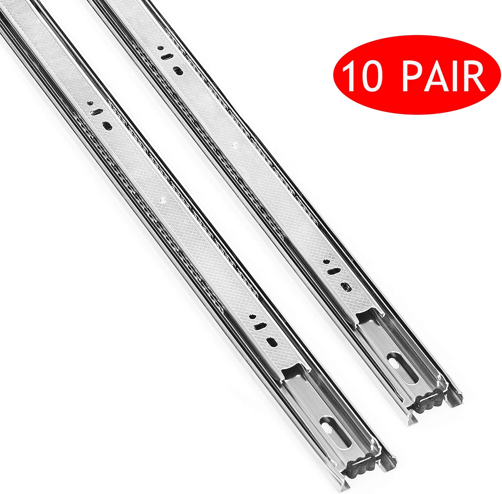 Tahlegy 10 Pair of 16 Inch Full Extension Hardware Ball Bearing Drawer Slides, Include Screws