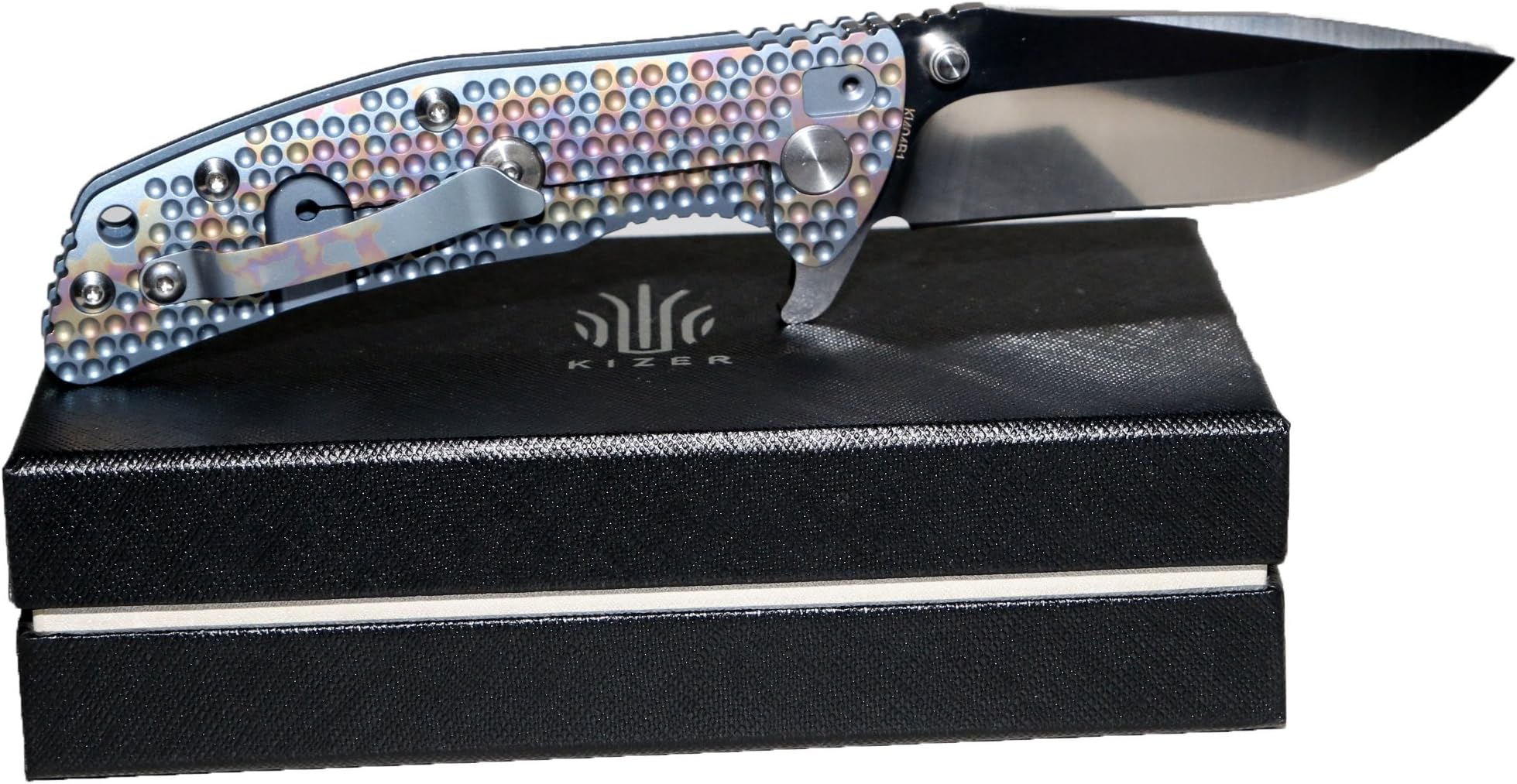 Kizer KI404B1 Ki404B1 Flipper, Titanium/Black G10, Satin Drop Point