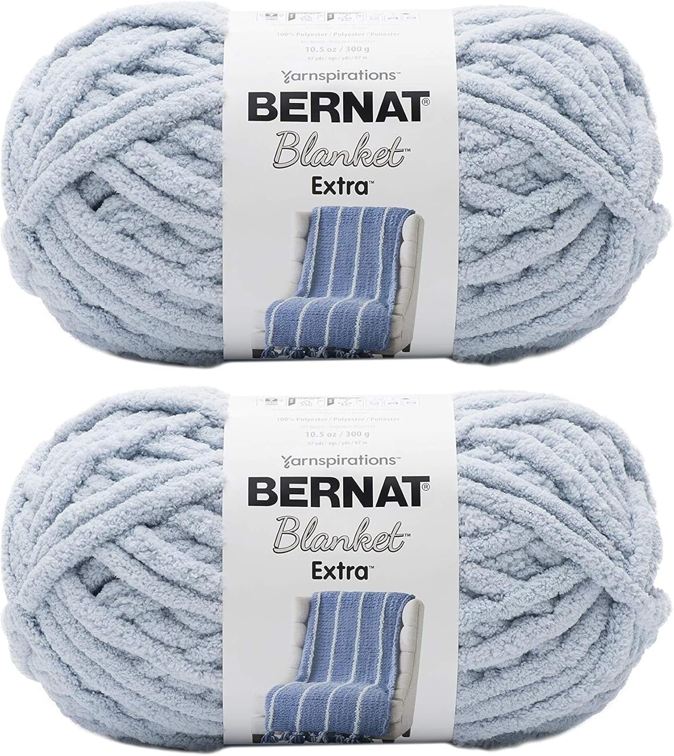 Bernat Blanket Extra Blanket Yarn, Jumbo Gauge 7, 2Pack