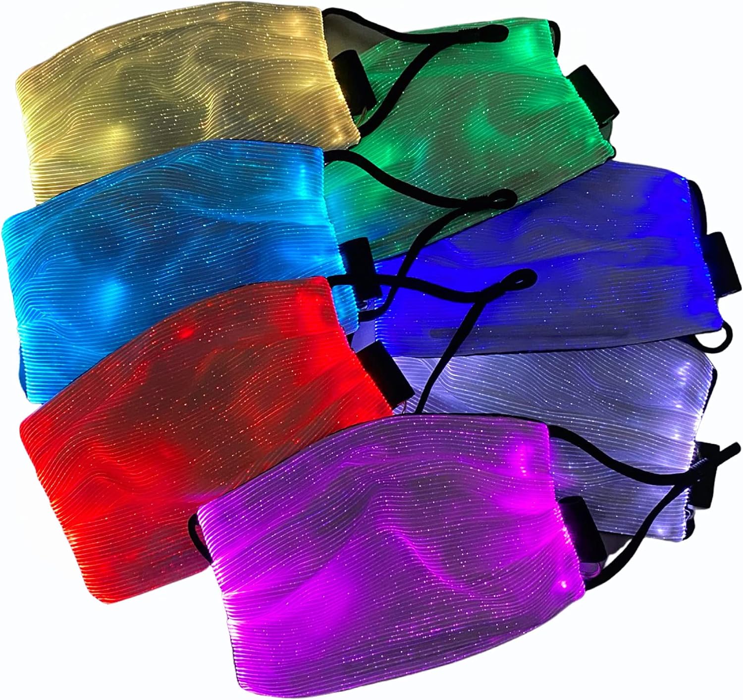 LED Rave Party Glow Face Mask Lights Up 7 Colours USB Rechargeable