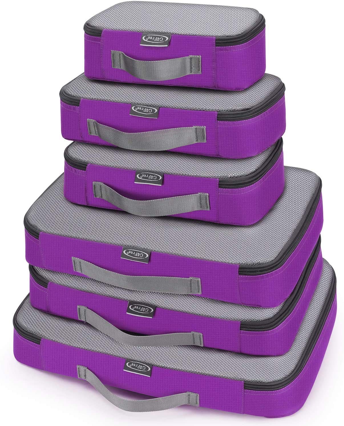 G4Free 4pcs/6pcs/7pcs Packing Cubes Suitcase Organiser Packing Bags Luggage Organiser Value Set for Travel Home Storage ((1S+2M+2L+1XL)-6PC-mesh, Purple)
