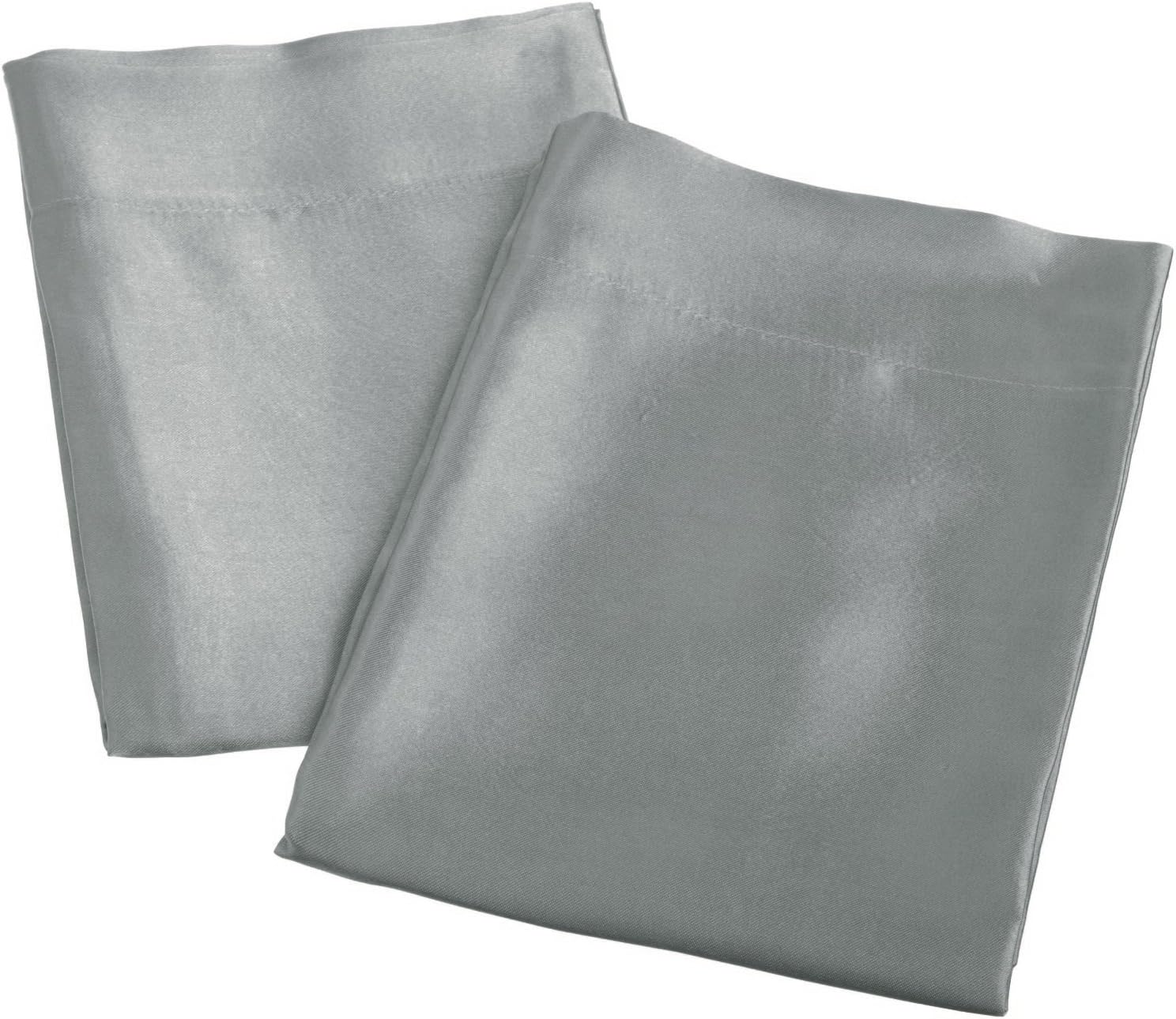 Aiking Home 2 Pieces of Colorful Shiny Satin King Size Pillow Cases, Charcoal