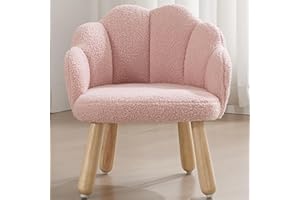 DAYARUS Small Kids Chair, Toddler Chairs Comfy, Kid Couch with Flower Back, Toddler Chair for Kids Room, Wood Table Chairs Upholstered Kid Reading Arm Chair, Desk Chair for Girl/Boy/Bedroom, Pink