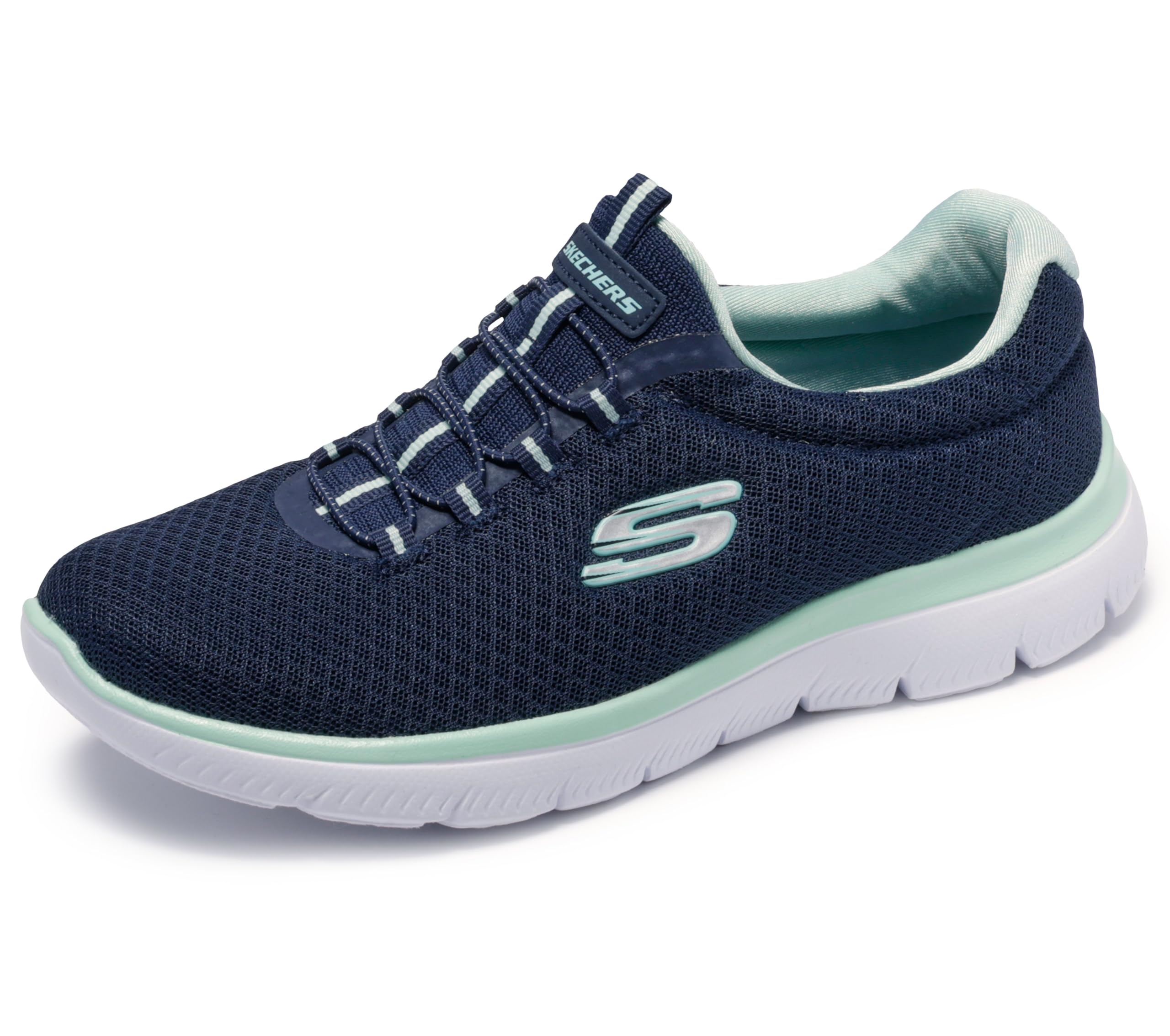 Skechers womens Summits Sneaker, Navy/Aqua, 10 Wide US Image