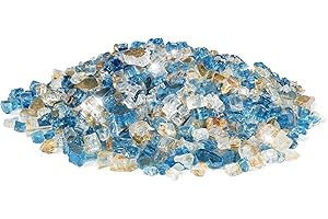 Golden Flame 1/2-Inch Fire Glass | Natural Gas or Propane | Fire Pit, Table, and Fireplace | Indoor or Outdoor | Brilliant Jewel-Like Color | Pacific Sky Reflective (10lbs)