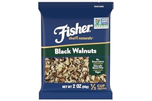 Fisher Black Walnuts, 2.00 oz Grown in United States, Raw Shelled Unsalted Nuts for Cooking, Baking, or Snacking, Resealable Bag, Naturally Gluten Free, Vegan, Keto, Plant Based Protein