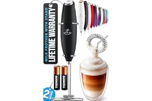 Zulay Kitchen Powerful Milk Frother Wand - Ultra Fast Handheld Drink Mixer - Electric Whisk Foam Maker for Coffee, Lattes, Cappuccino, Frappe, Matcha, Hot Chocolate & Coffee Creamer - Milk Boss Black - 1