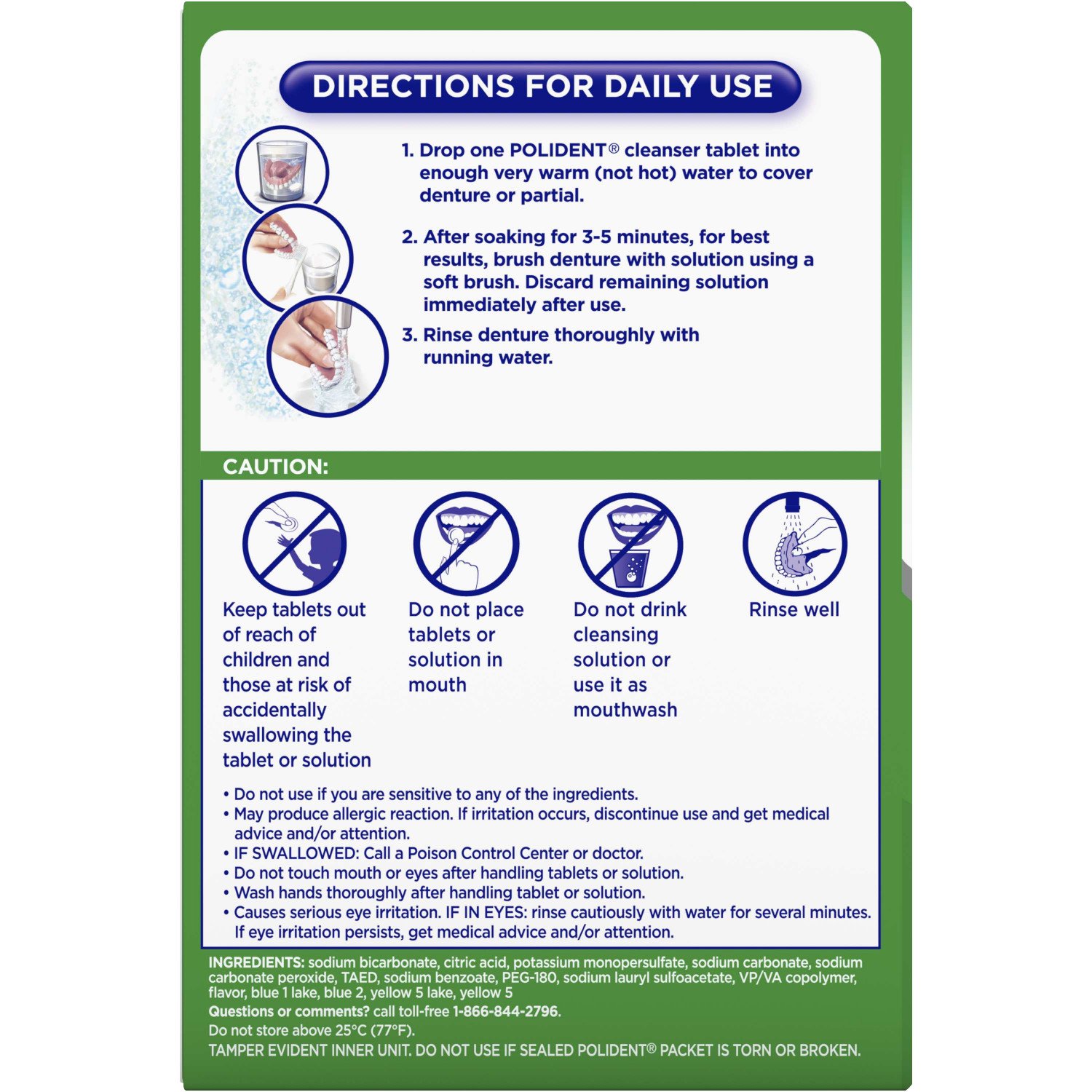 Polident 3 Minute Triple Mint Antibacterial Denture Cleanser Effervescent Tablets, 84 count: Prime Pantry