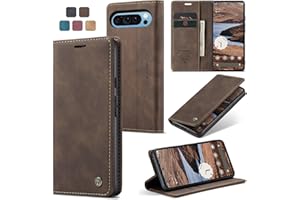 Cracedily for Google Pixel 9 Pro XL Case, Flip Wallet Leather Case with Card Holder Magnetic Closure Shockproof Kickstand Protective Phone Cases Cover for Google Pixel 9 Pro XL,Coffee