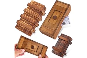 Puzzle Box 3 Pack Wooden Secret Puzzle Box with Hidden Compartment 3D Brain Teaser Magic Drawers Secret Magic Box Wooden Box 