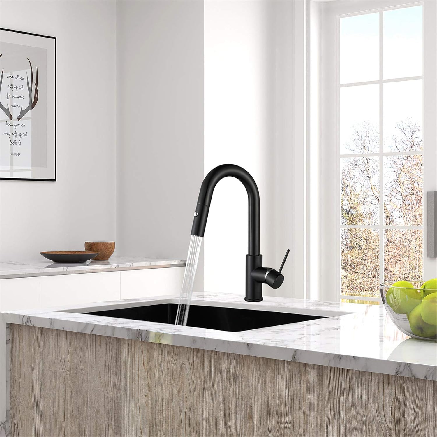 AguaStella AS59MB Matte Black Bar Faucet or Prep Kitchen Sink Faucet with Pull Down Sprayer and Single Handle - - 