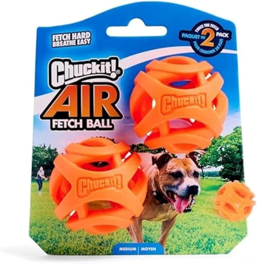Chuckit Air Fetch Ball Medium 6.5 cm Pack of 2 Durable Rubber Dog Toy