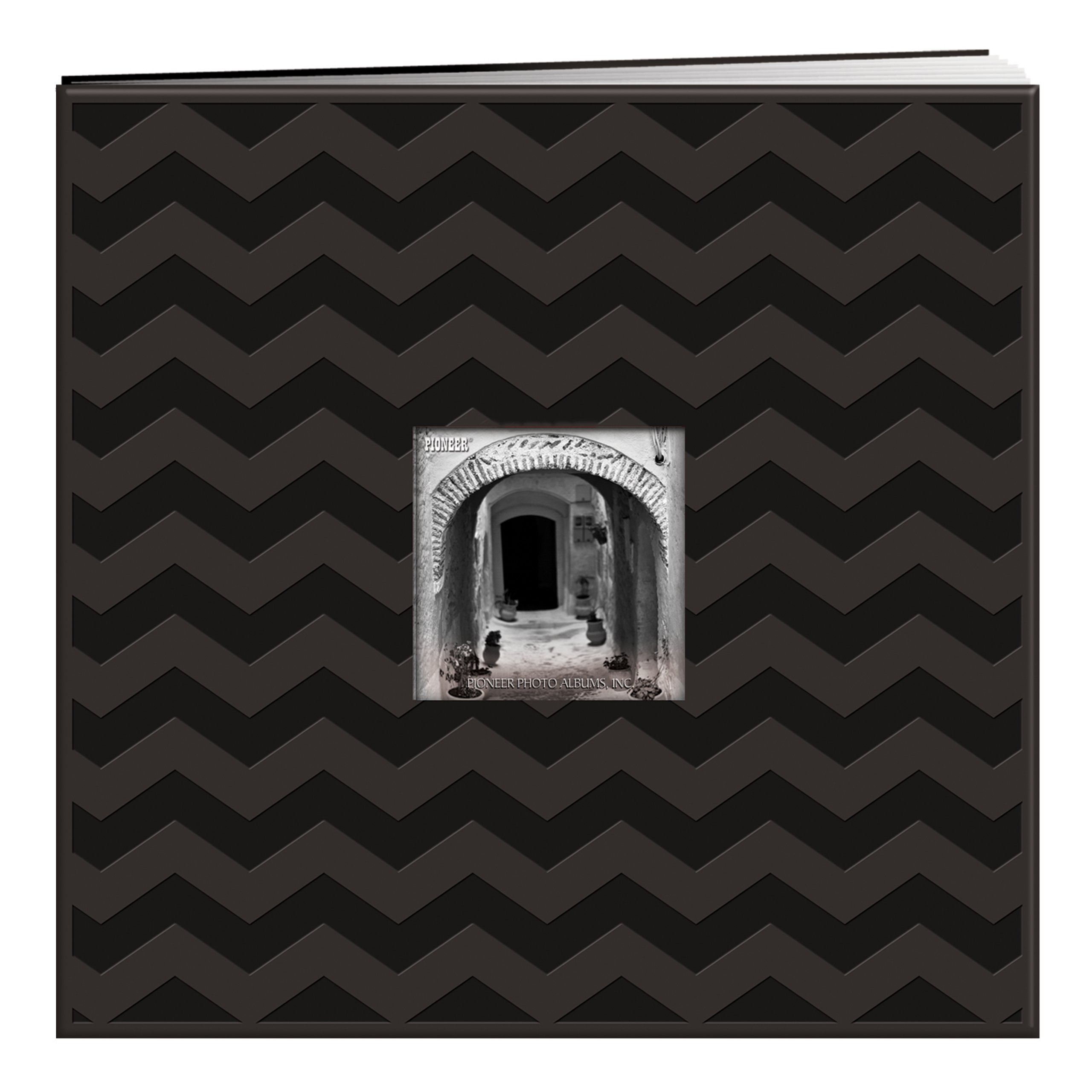 Pioneer Photo Albums MB10EMB-64325 Embossed Post Bound Scrapbook Album x 12 in. -Black Chevron, Leather, 12x12 Inches