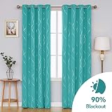 Deconovo Dotted Line Foil Printed Thermal Blackout Curtains 2 Panels Turquoise view 3
