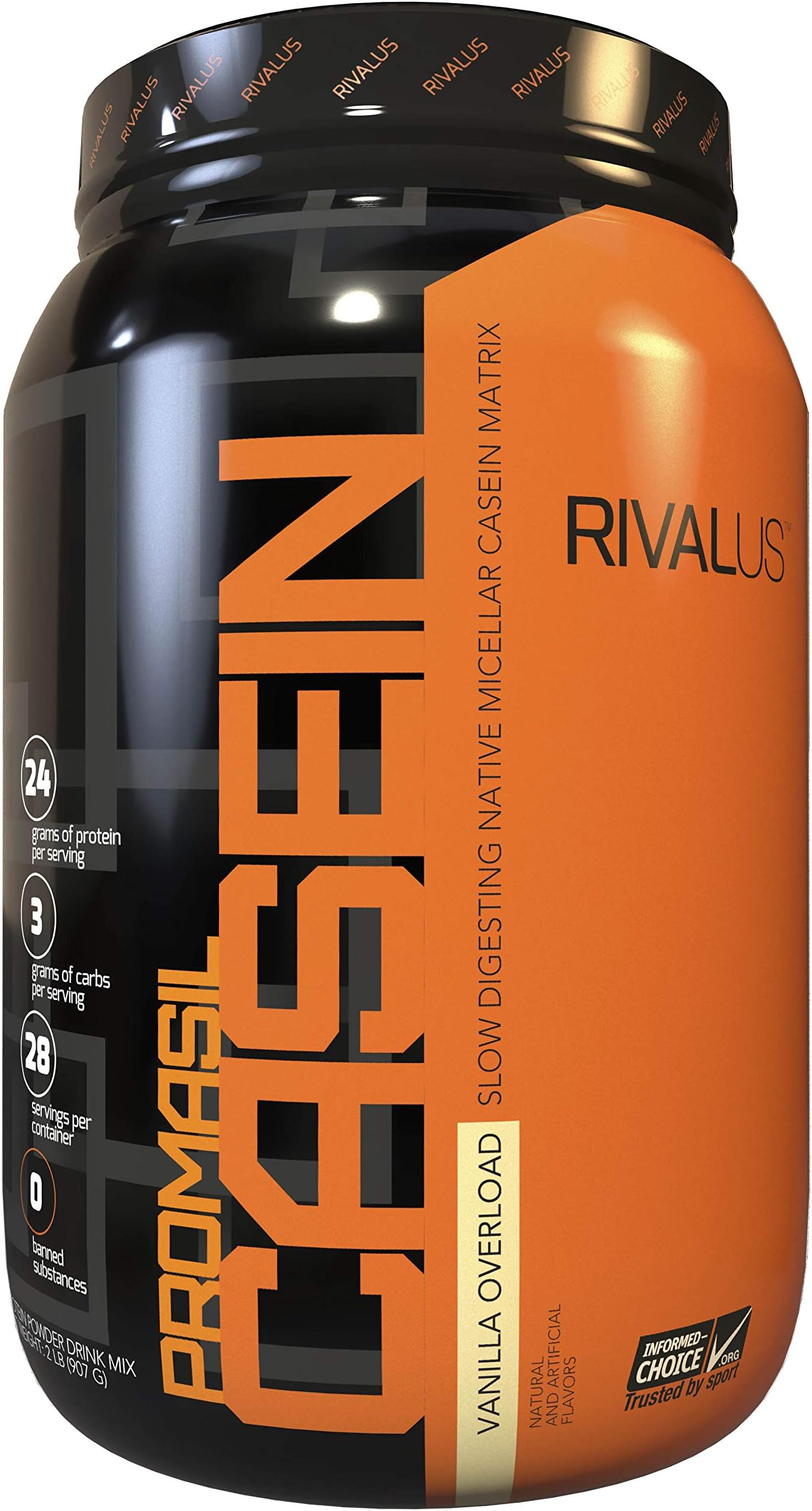 Rivalus Promasil Casein, Vanilla, 2 Pound - Protein Casein Blend, Native Micellar Casein, Sustained Delivery, Clean Nutrition Profile, No Banned Substances, Made in USA