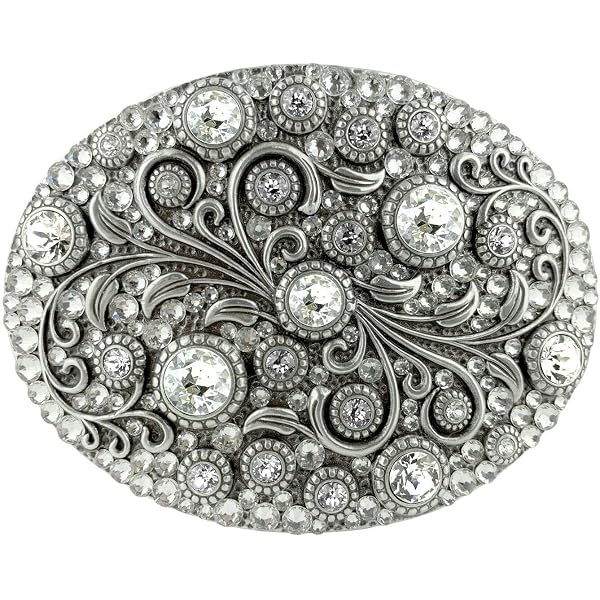 Amazon.com: Beltiscool Western Rhinestone Silver Perforated  display picture 3