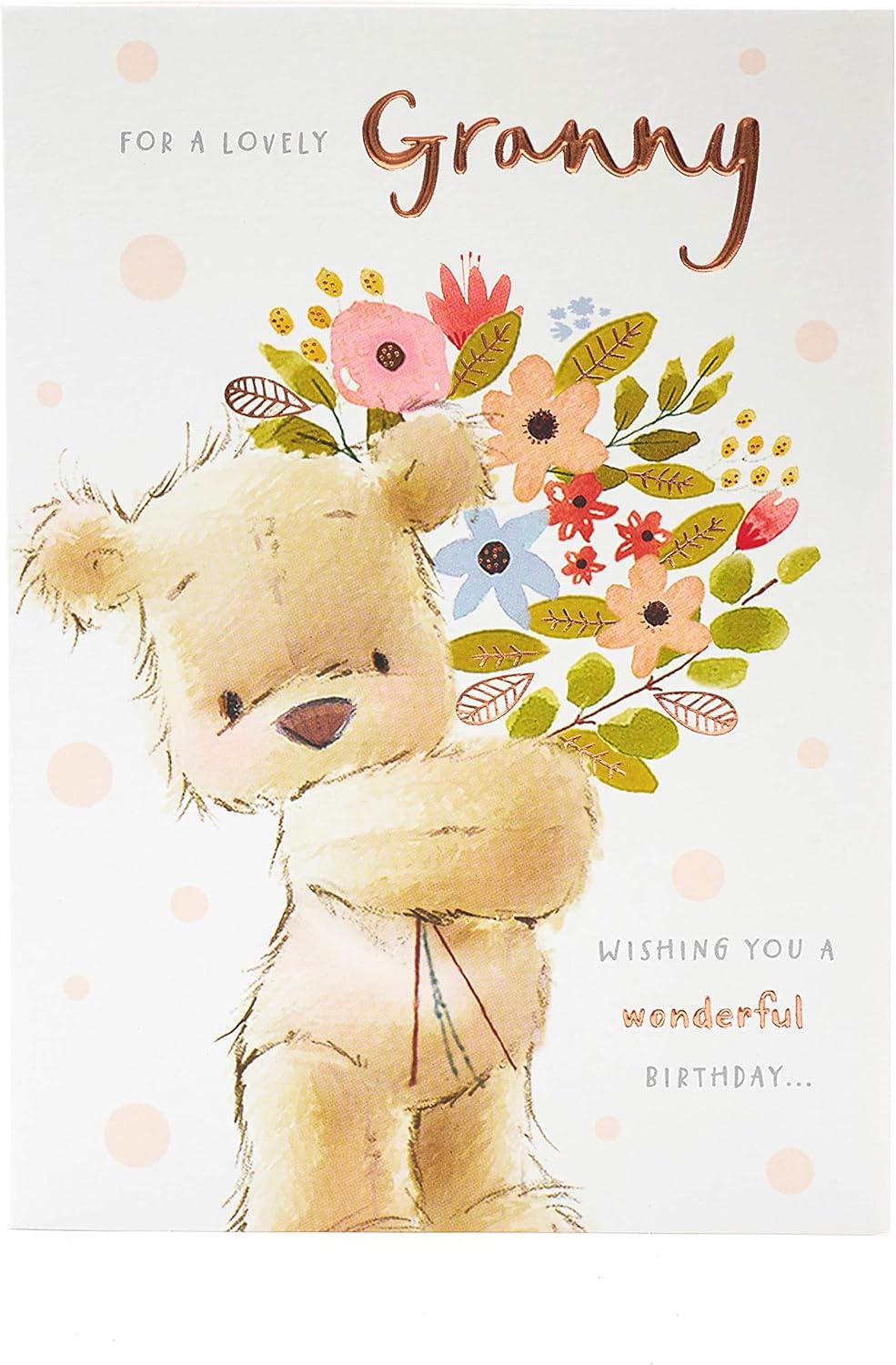 UK Greetings Birthday Card for Granny - Sweet Teddy Bear Design, Multi, 140mm x 195mm