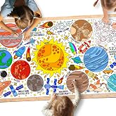 Gatherfun Giant Coloring Poster for Classroom Wall - Versatile 31.5 x 72 Inches Outer Space Activity Poster/Table Cover,School Parties, Outer Space Birthday Party and Special Events Decoration