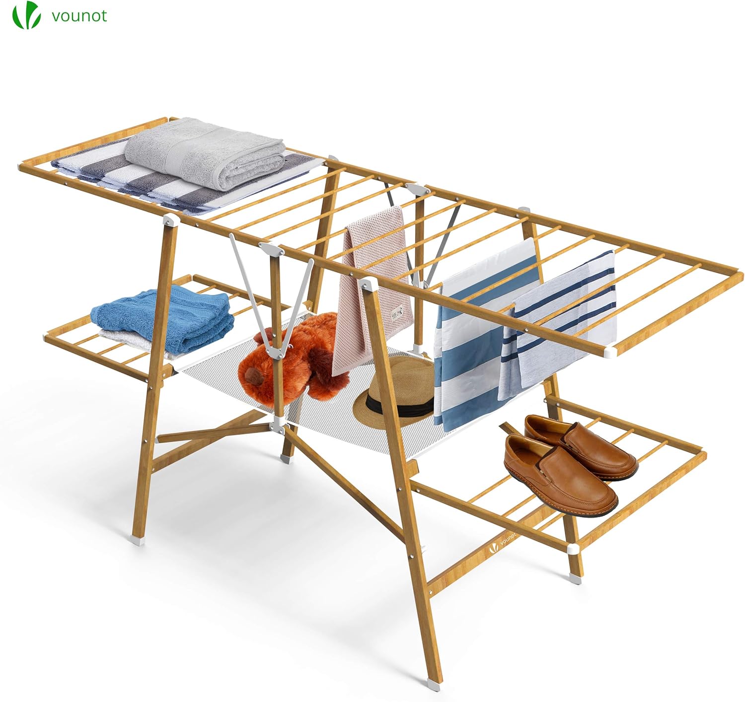 VOUNOT Clothes Airers Indoor, 20m Folding Laundry Drying Rack, Metal