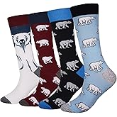 Cansok Men's 2/4 Packs Fun Crazy Novelty Dress Crew Socks