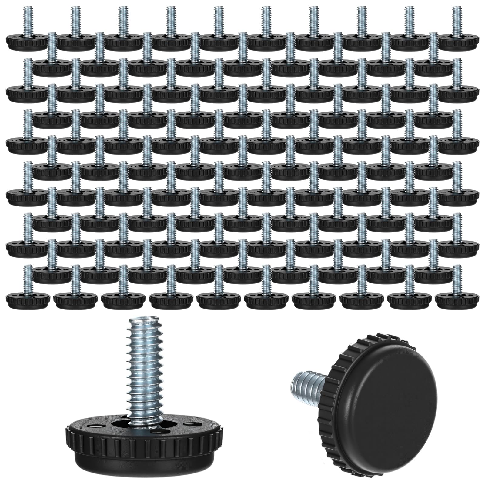 Photo 1 of 100 Pcs 1/4-20 Stainless Steel Adjustable Furniture Levelers Screw in Threaded Leveling Feet for Furniture Glide Leveling for Table Chair Cabinet Legs