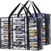 PUTNATRUE DVD/Blu Ray Storage Bags, 2 Pack Portable Storage Boxes Hold 140 DVDs, 180 Blu-rays (70, 90 Each), Highly Clear Media Organizers for Storing Video Games, DVDs, Blu-rays, CDs