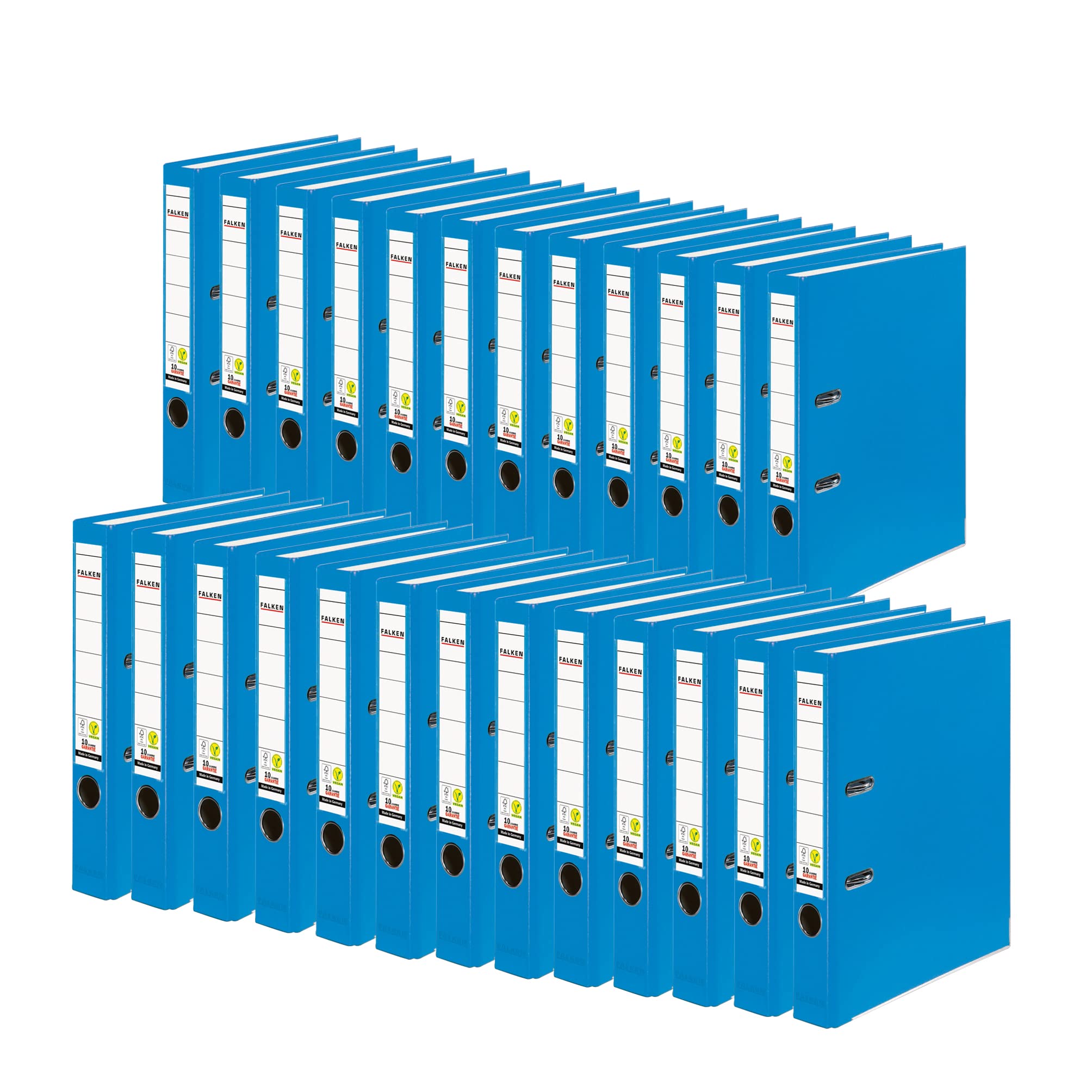Exacompta - Ref 11286762007F - FALKEN - Vegan PP Lever Arch Files - Suitable for A4 Documents, 50mm Spine, Spine Label, Metal Finger Hole - Aqua (Pack of 25)