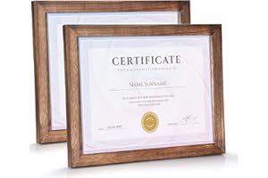Emfogo Certificate Frames 8.5 x 11 Picture Frames Diploma Frame with Stand Rustic Wood Document Frame with High Definition Glass for Wall or Tabletop Display Set of 2 Carbonized Black