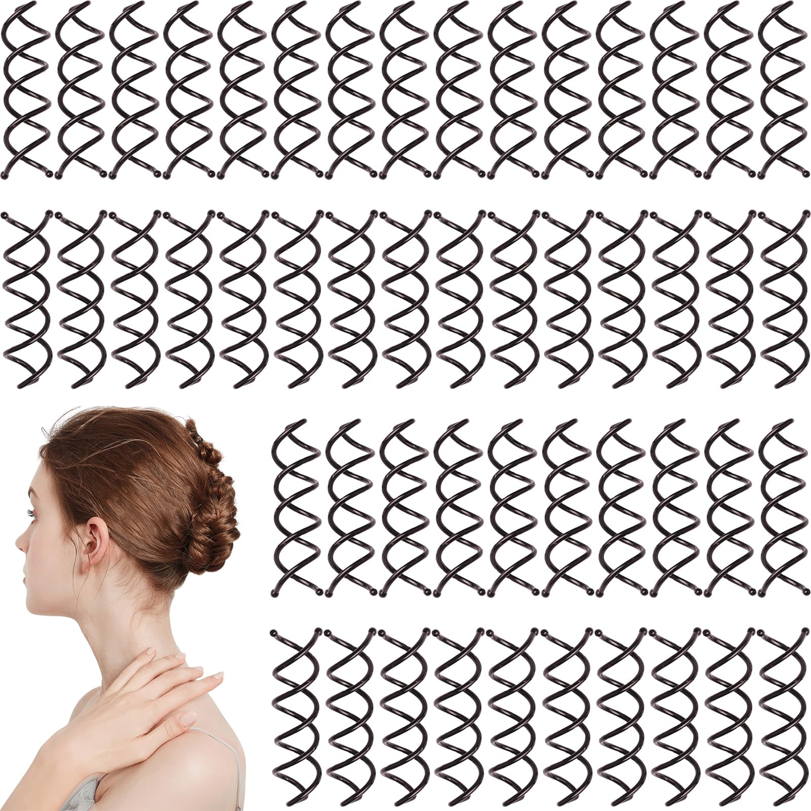 50 Pcs Spiral Bobby Pins, 2 Inch Metal Spin Pins DIY Updo Hair Accessories for Women Girls