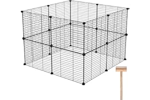 C&AHOME Pet Playpen, Small Animals Supplies, 16 Panels Exercise Playpens Cage, C Grids Portable Yard Fence Indoor, Ideal for Guinea Pigs, Pet Products, DIY Metal Yard Fence, 12" × 15" Black UPPM3416B