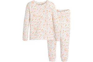 moimoln 6M-8Y Floral Print Baby Girls Soft Warm Cotton Modal Long-Sleeve Snug-Fit Pajama Sleepwear