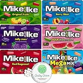 Mike Ike Theater Box Variety Pack, 4.25 oz, 6-Pack with Galley Grove Mints | Jolly Joe&rsquo;s, Red Rageous, Berry Blast, Sour Watermelon, Original Fruits &amp; Mega Mix with Galley Grove Mints