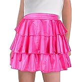 iLover Girls 3-Layers Ruffle Sparkle Skirt Shiny Dance Tutu Party Skirts