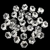 60pcs Snowflake Crystal Glass Beads Bulk Snowflake Spacer Beads for Earring Bracelet Necklace Key Chains Jewelry DIY Craft Making(Transparent, 14mm)