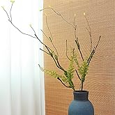 Fosolasi 2pcs 40 inch Bendable Artificial Tree Cherry Blossom Branches Vines Twigs Limb Trunk Silk Moss Green Plants For Minimalist Decor Wall Hanging Vase Flower Arrangement Room Halloween Decoration