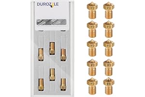 DUROZZLE E3D V6 Nozzles 3D Printer Brass Nozzles Kit 0.4mm 0.6mm 0.8mm with Storage Box for Prusa i3 MK3S / MINI, Anycubic i3 Mega/Kobra/Kobra Neo and More, Pack of 10