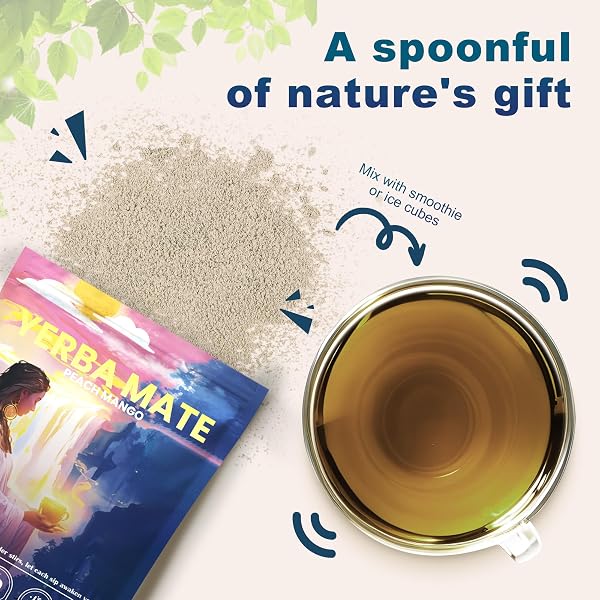 YERBA MATE PEACH MANGO TEA – SUPER CALM YERBA MATE – LOW SUGAR CONTENT, CLEAN ENERGY WITH NO CRASH – STAY REFRESHED AND FOCUSED THROUGHOUT THE DAY – IDEAL FOR HEALTH ENTHUSIASTS – 30 SERVINGS