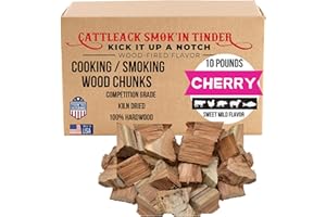 Cattleack Smok'in Tinder Wood Chunks for Smoking Meat, Elevate Your BBQ with Premium Grilling Chunks, Approx.10 lbs All-Natural Kiln-Dried Smoking Wood, Proudly from USA, Grill Like a Pro (Cherry)