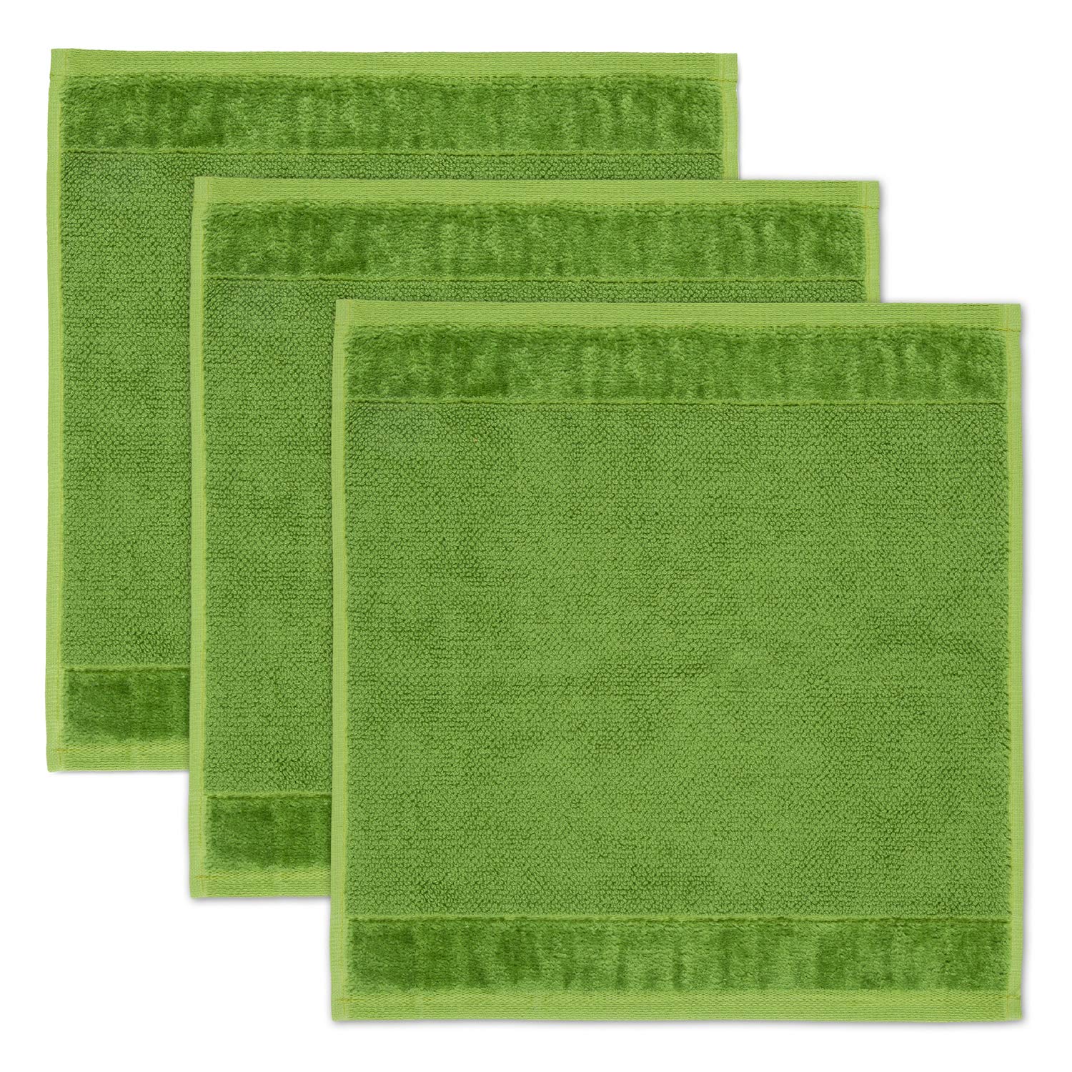 Möve Bamboo Luxe set of 3 soap cloths 30 x 30 cm made of 60% cotton / 40% viscose from bamboo cellulose, peridot