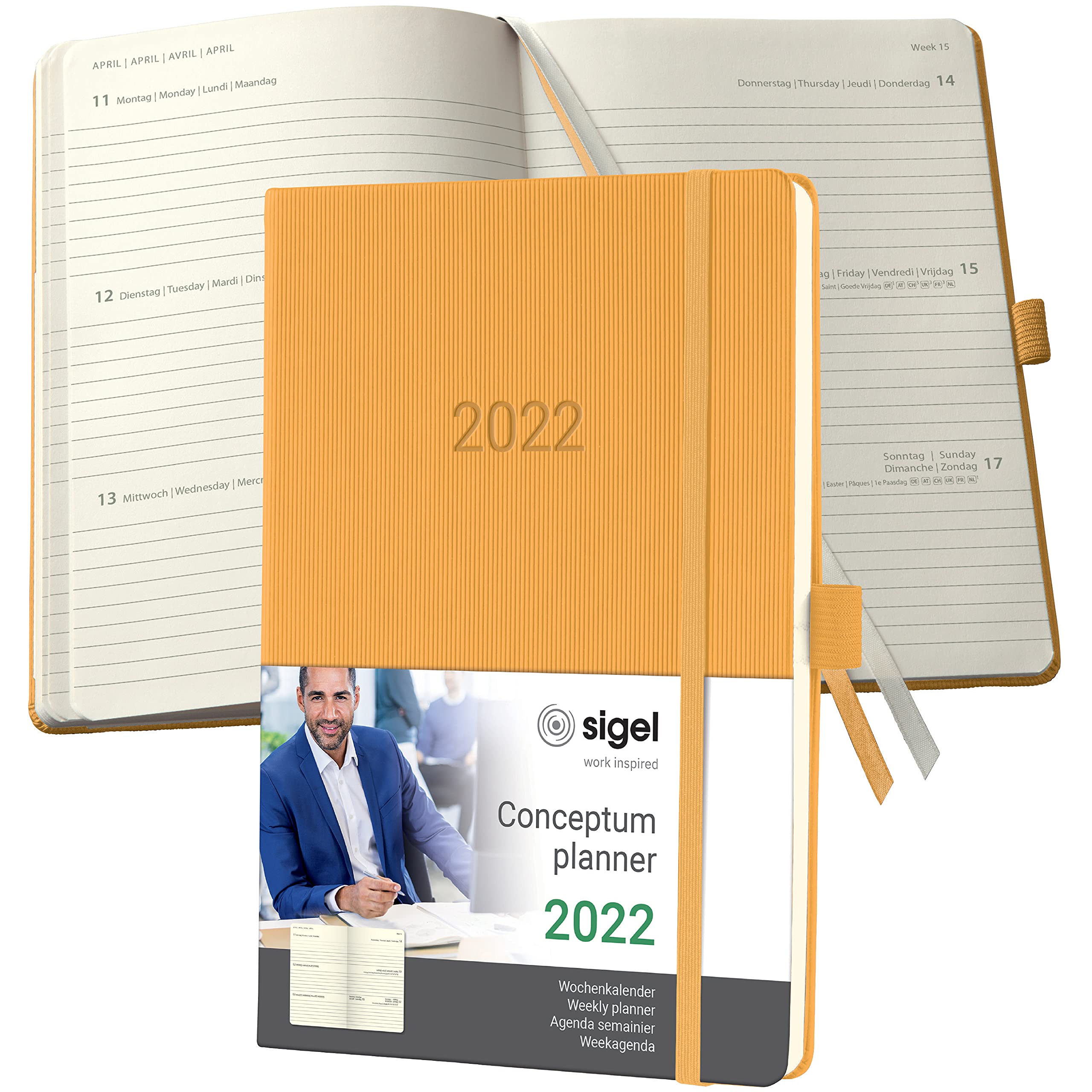 Sigel C2268 Conceptum Weekly Planner 2022-14,8 x 21,3 cm - hardcover - 192 Pages - Orange